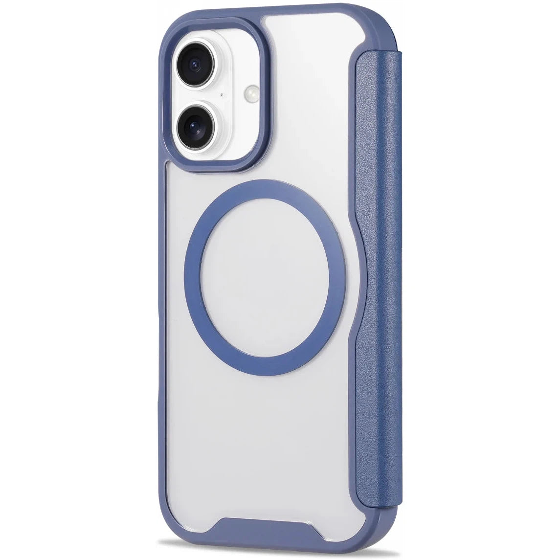 Apple iPhone 16 Hoesje met MagSafe Book Case Transparant / Blauw