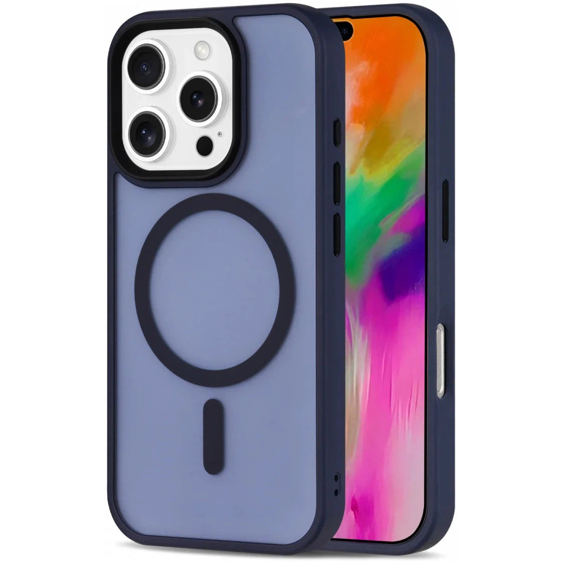 Apple iPhone 16 Pro Hoesje met MagSafe Back Cover Matte Blauw