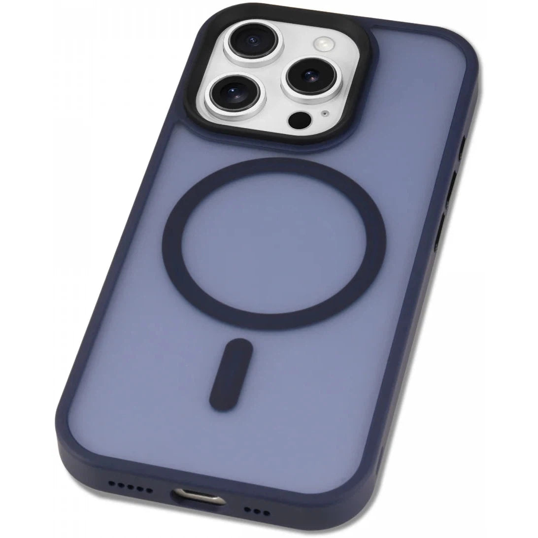 Apple iPhone 16 Pro Hoesje met MagSafe Back Cover Matte Blauw