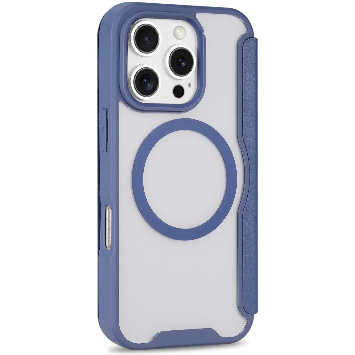 Apple iPhone 16 Pro Hoesje met MagSafe Book Case Transparant / Blauw