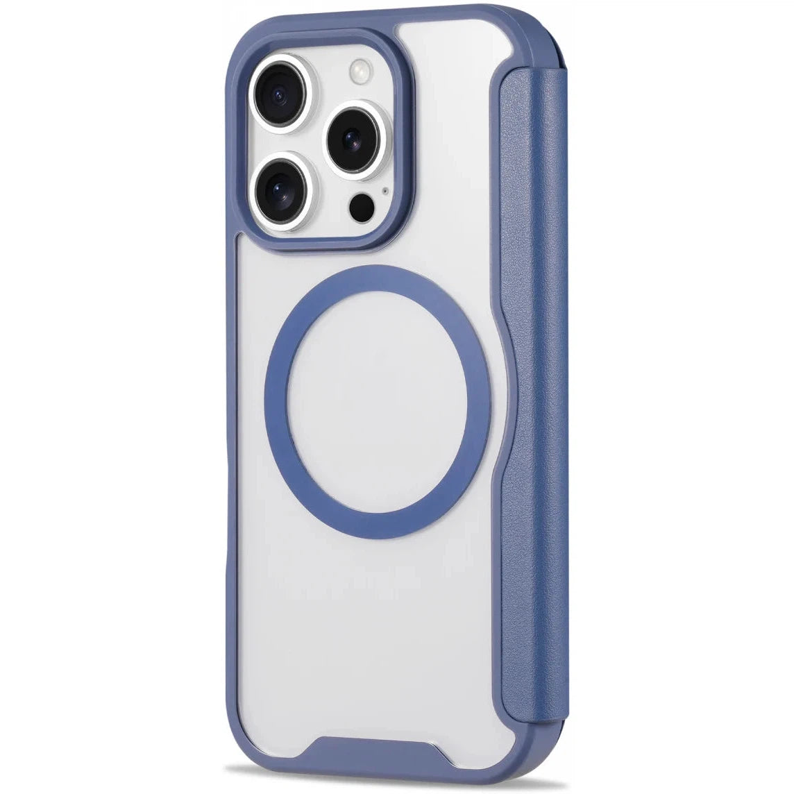 Apple iPhone 16 Pro Hoesje met MagSafe Book Case Transparant / Blauw