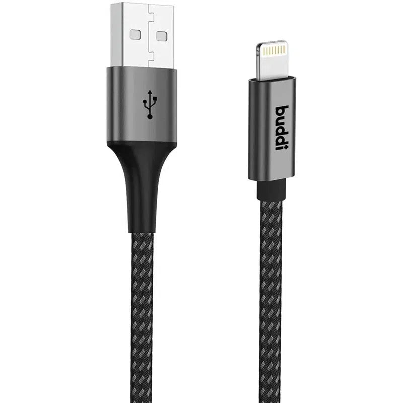 Buddi Flex USB-A naar Lightning Kabel 12W Fast Charge 30CM Zwart