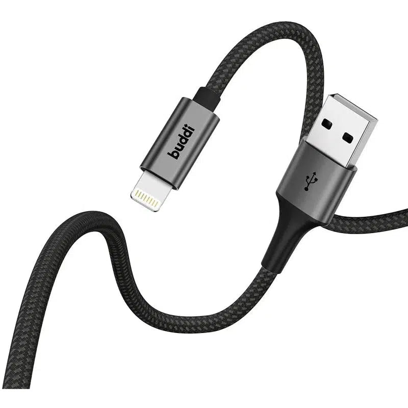 Buddi Flex USB-A naar Lightning Kabel 12W Fast Charge 30CM Zwart