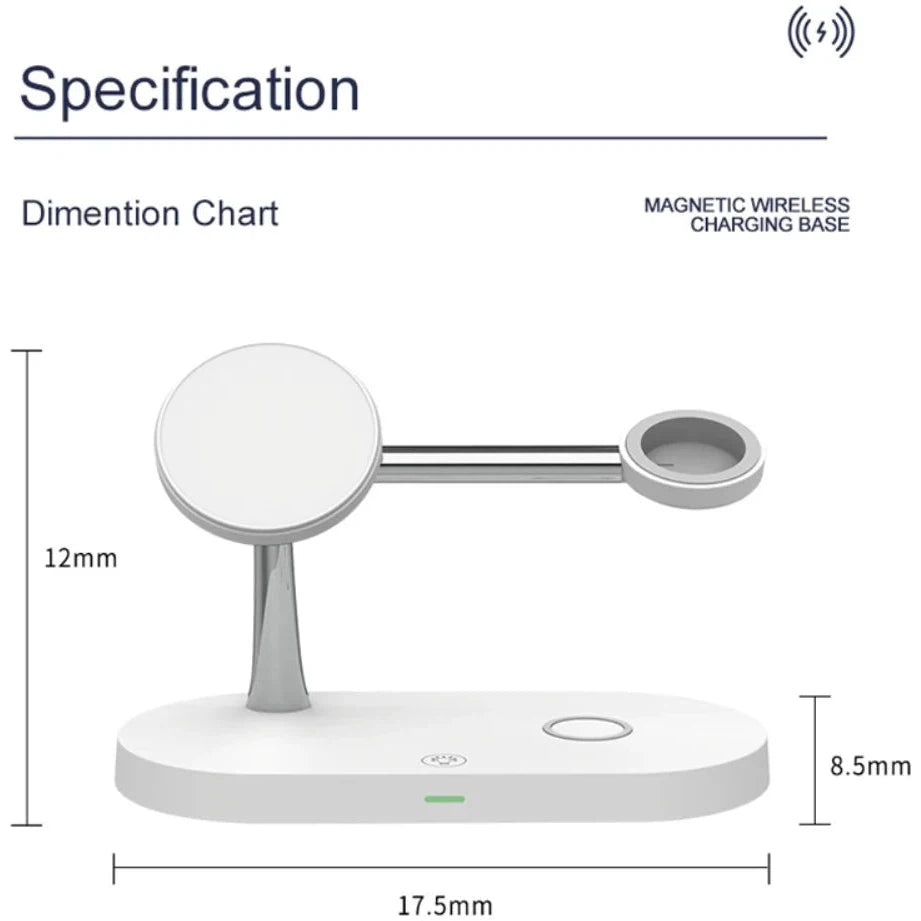 Draadloze Oplader met MagSafe voor iPhone/AirPods (Pro)/Watch - Wit