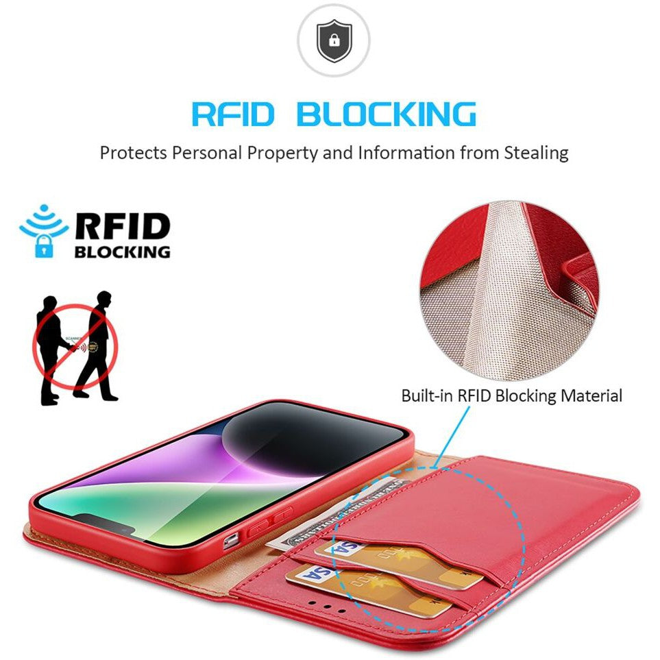 Dux Ducis Hivo Apple iPhone 15 Hoesje RFID Book Case Rood