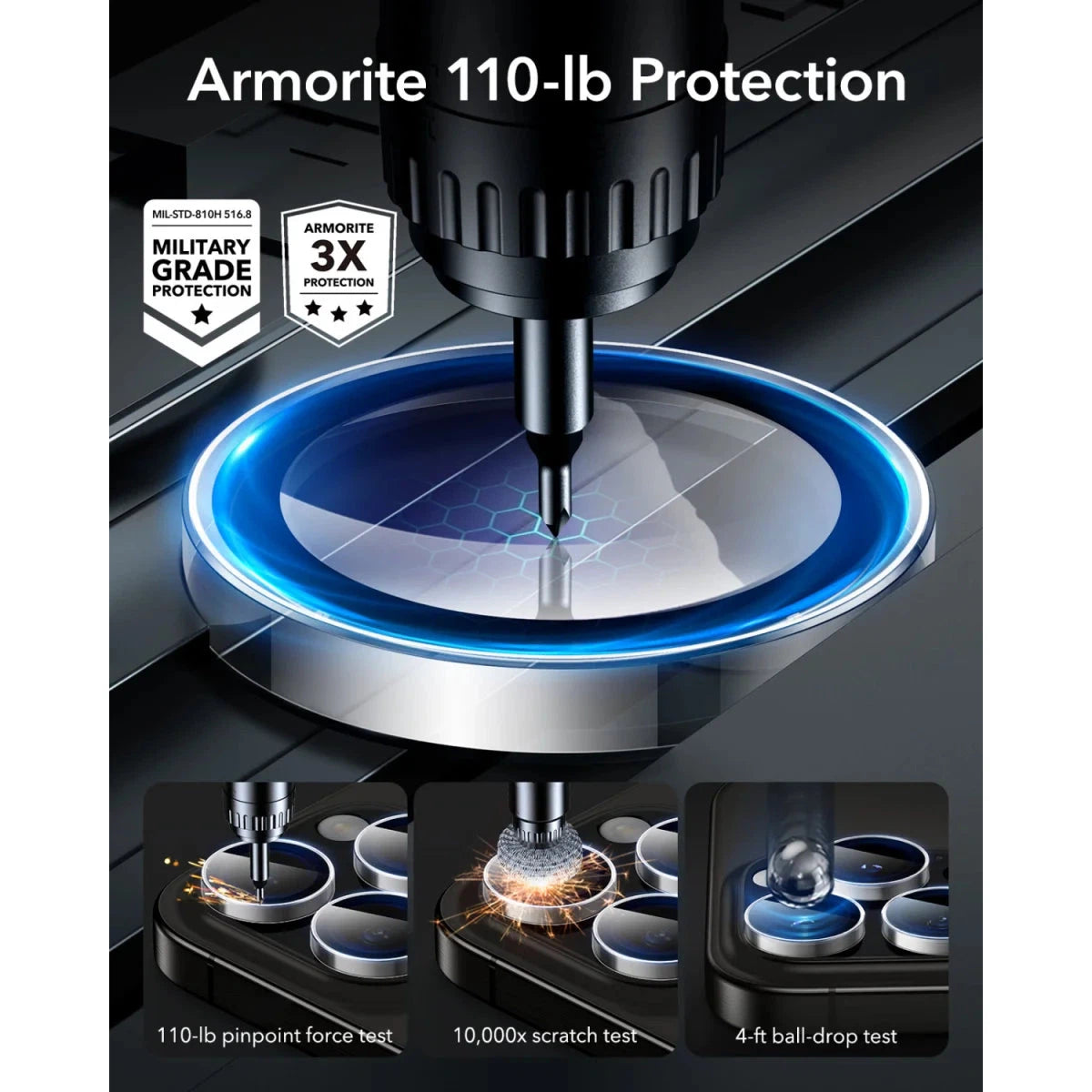 ESR Armorite iPhone 16 Pro / 16 Pro Max Camera Lens Protector Glas Transparant