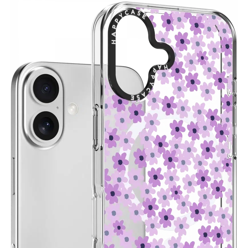 HappyCase Joy Apple iPhone 16 Hoesje MagSafe Back Cover Purple Floral