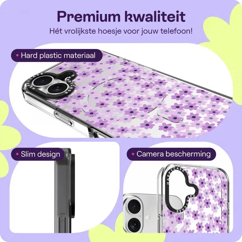 HappyCase Joy Apple iPhone 16 Hoesje MagSafe Back Cover Purple Floral