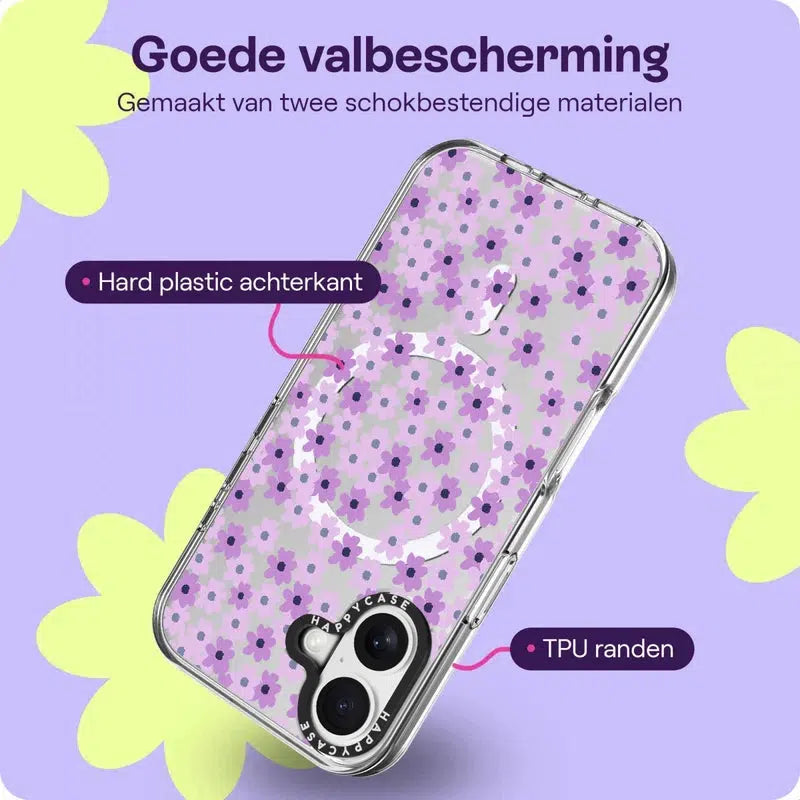 HappyCase Joy Apple iPhone 16 Hoesje MagSafe Back Cover Purple Floral