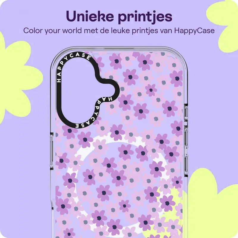 HappyCase Joy Apple iPhone 16 Hoesje MagSafe Back Cover Purple Floral