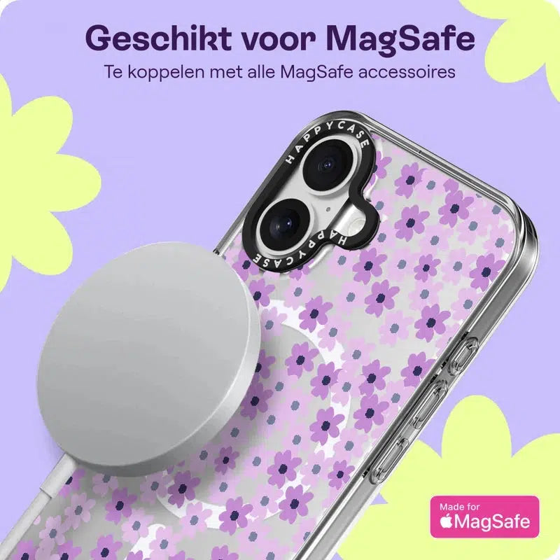 HappyCase Joy Apple iPhone 16 Plus Hoesje MagSafe Back Cover Purple Floral