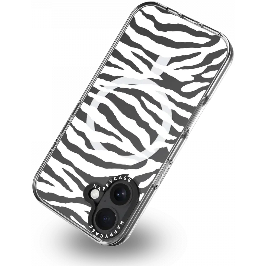 HappyCase Joy Apple iPhone 16 Plus Hoesje MagSafe Back Cover Silver Zebra