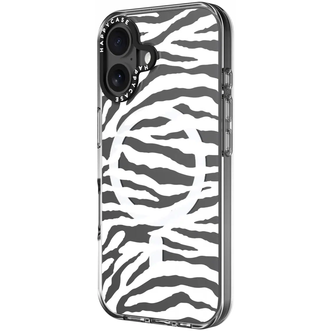 HappyCase Joy Apple iPhone 16 Hoesje MagSafe Back Cover Silver Zebra