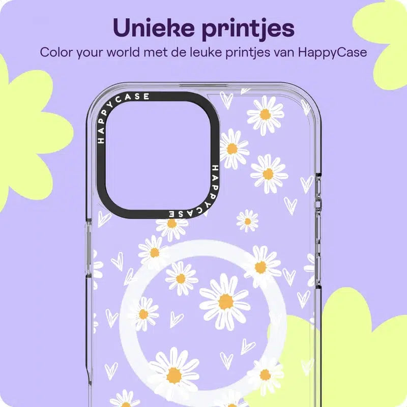 Apple iPhone 16 Pro Hoesje MagSafe Back Cover Daisy Hearts