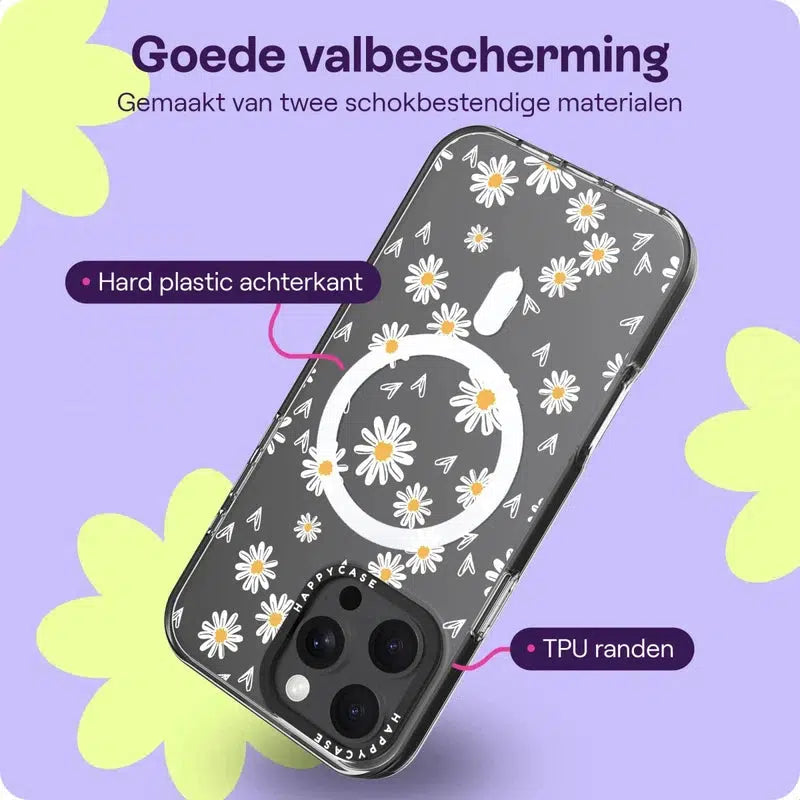 Apple iPhone 16 Pro Hoesje MagSafe Back Cover Daisy Hearts