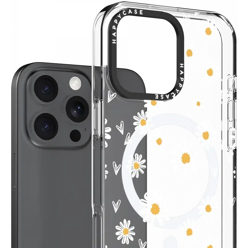 Apple iPhone 16 Pro Hoesje MagSafe Back Cover Daisy Hearts