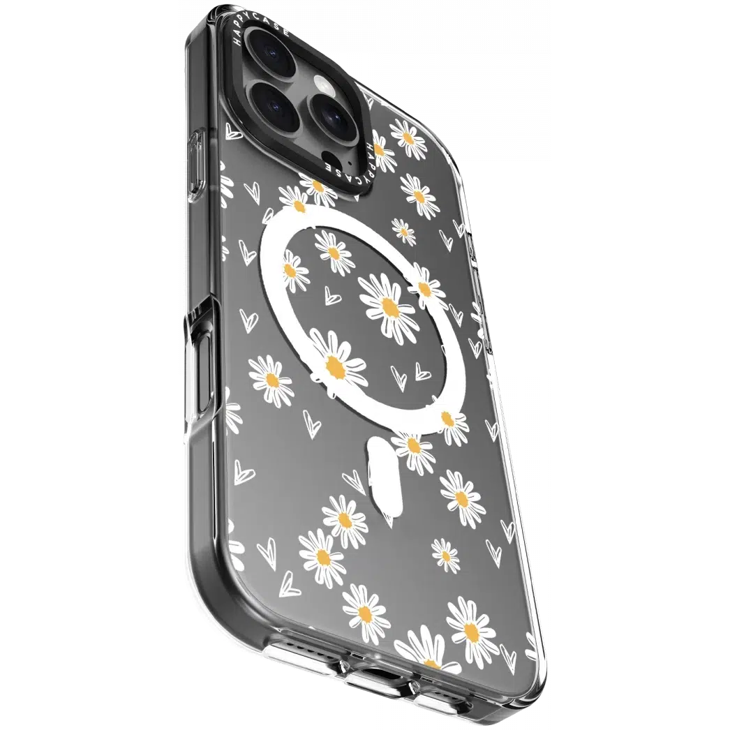 Apple iPhone 16 Pro Hoesje MagSafe Back Cover Daisy Hearts