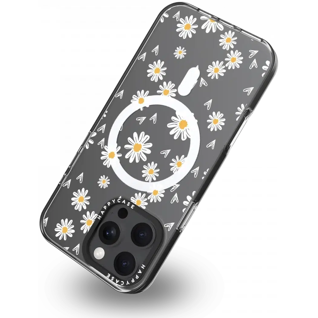 Apple iPhone 16 Pro Hoesje MagSafe Back Cover Daisy Hearts