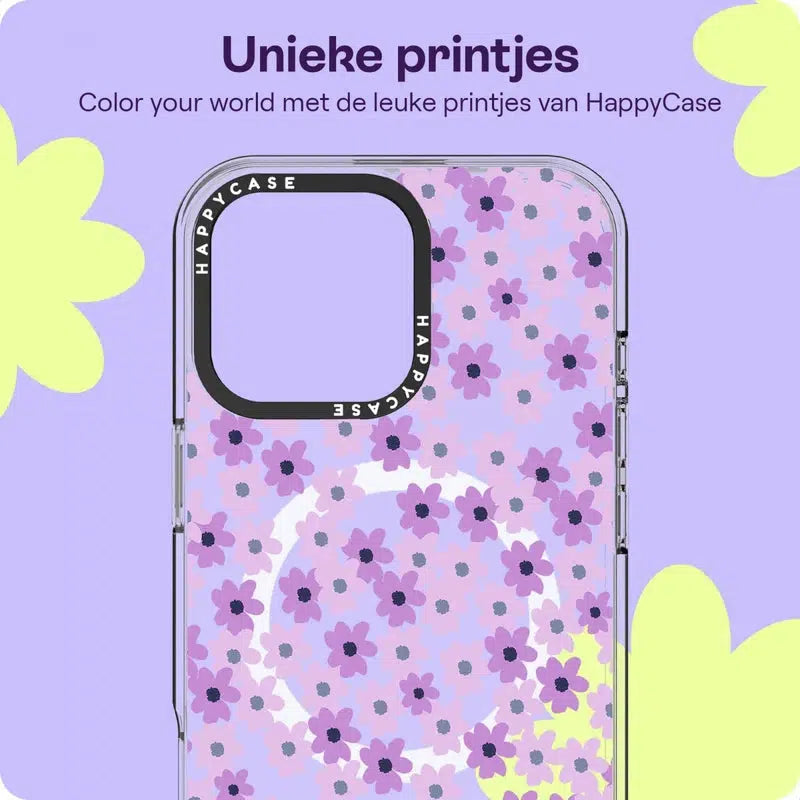 Apple iPhone 16 Pro Hoesje MagSafe Back Cover Purple Floral