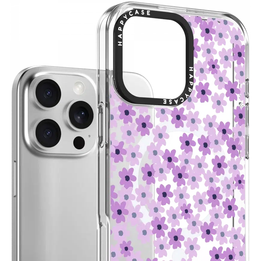 Apple iPhone 16 Pro Hoesje MagSafe Back Cover Purple Floral