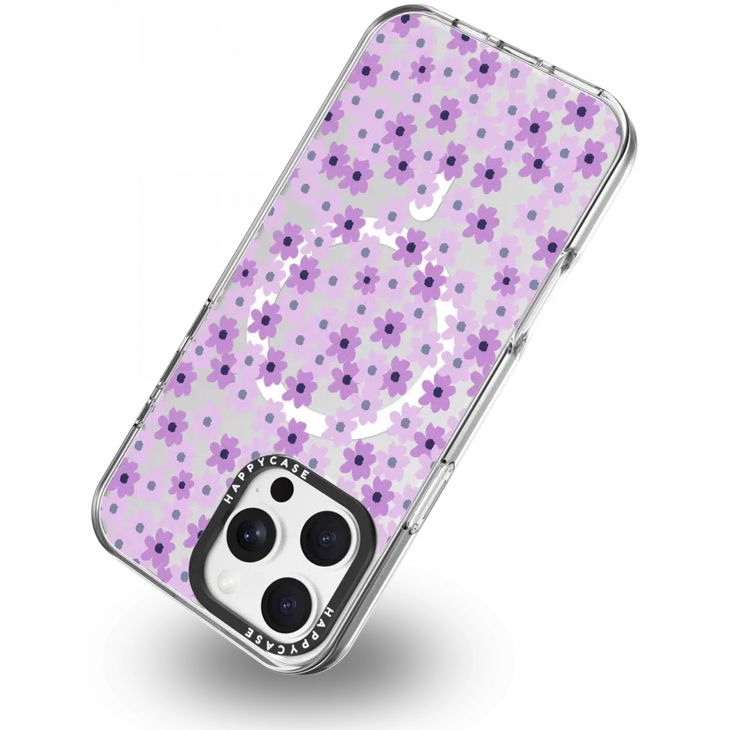 Apple iPhone 16 Pro Hoesje MagSafe Back Cover Purple Floral