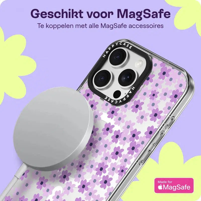 Apple iPhone 16 Pro Hoesje MagSafe Back Cover Purple Floral