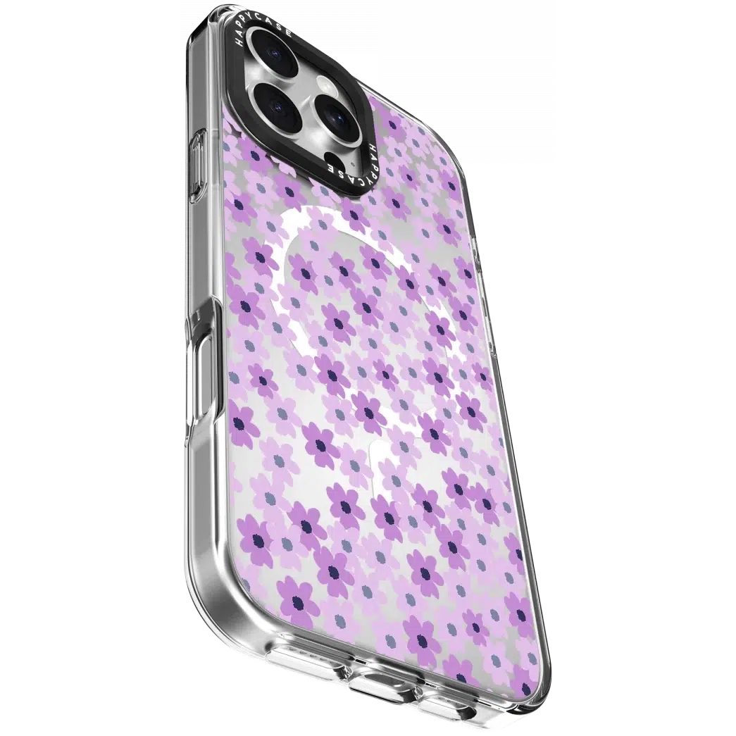 Apple iPhone 16 Pro Hoesje MagSafe Back Cover Purple Floral