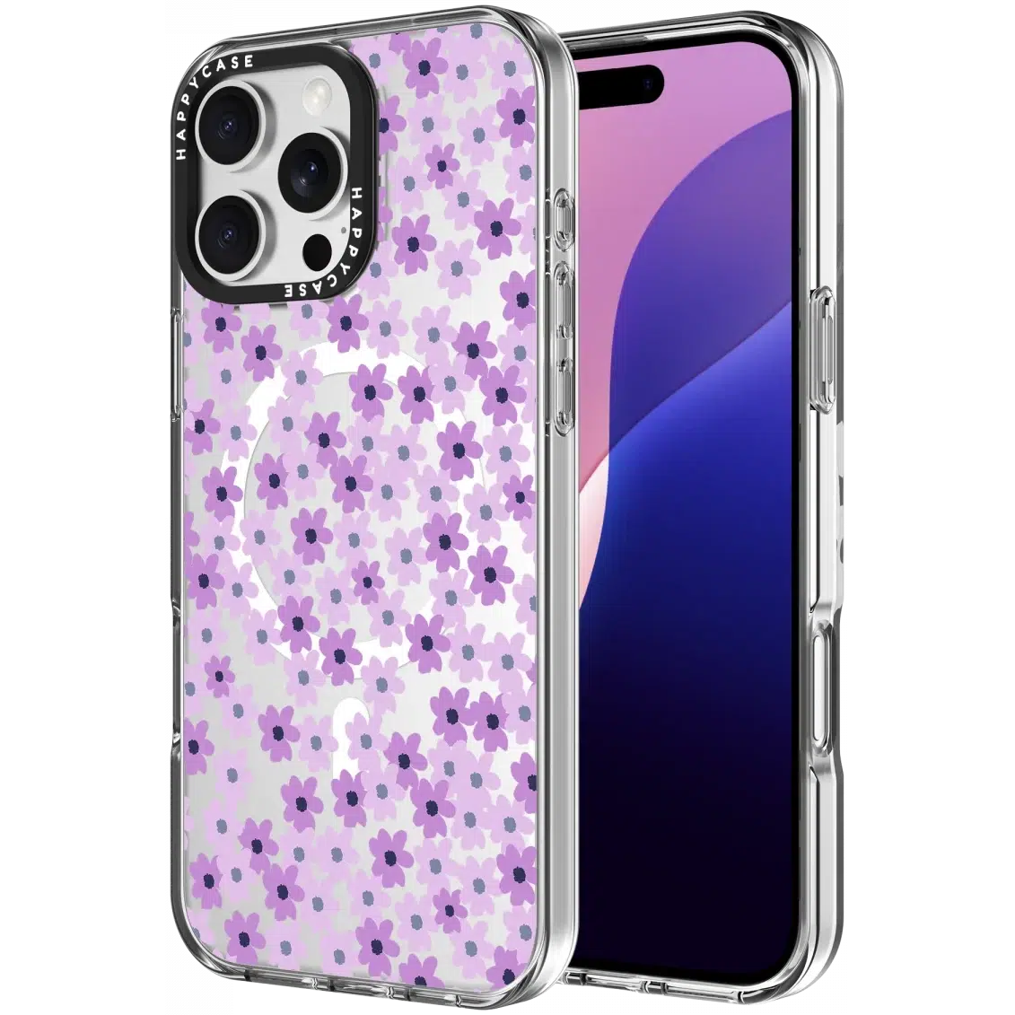 HappyCase Joy Apple iPhone 16 Pro Hoesje MagSafe Back Cover Purple Floral