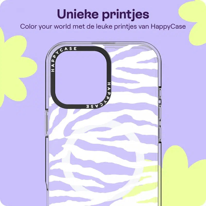 HappyCase Joy Apple iPhone 16 Pro Max Hoesje MagSafe Back Cover Silver Zebra