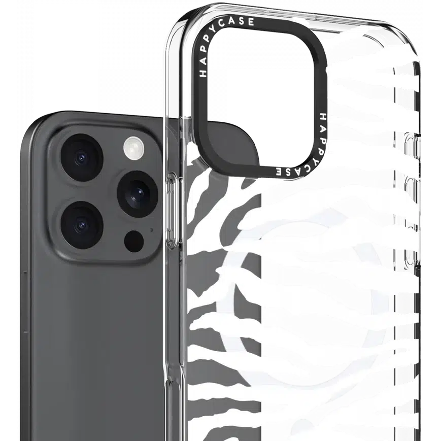 HappyCase Joy Apple iPhone 16 Pro Hoesje MagSafe Back Cover Silver Zebra