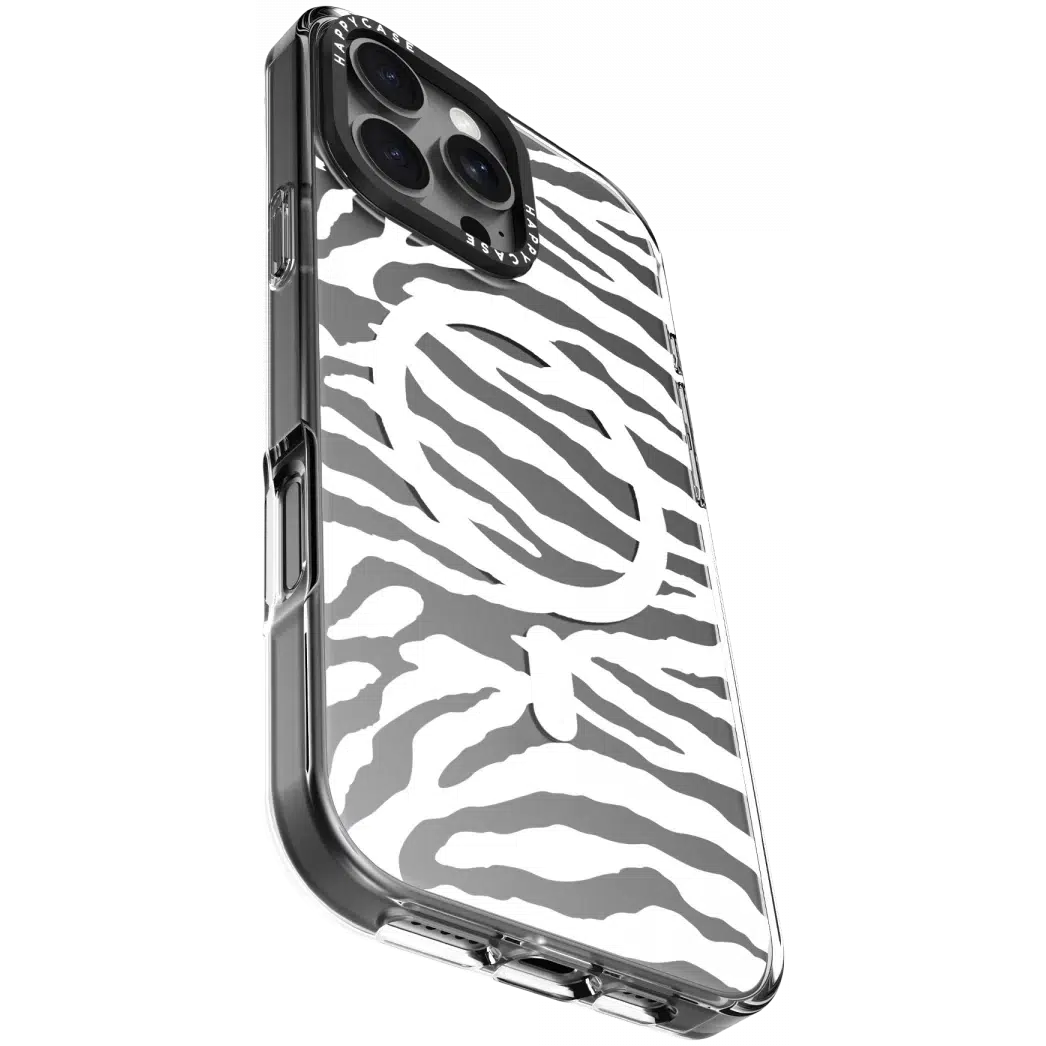 HappyCase Joy Apple iPhone 16 Pro Max Hoesje MagSafe Back Cover Silver Zebra