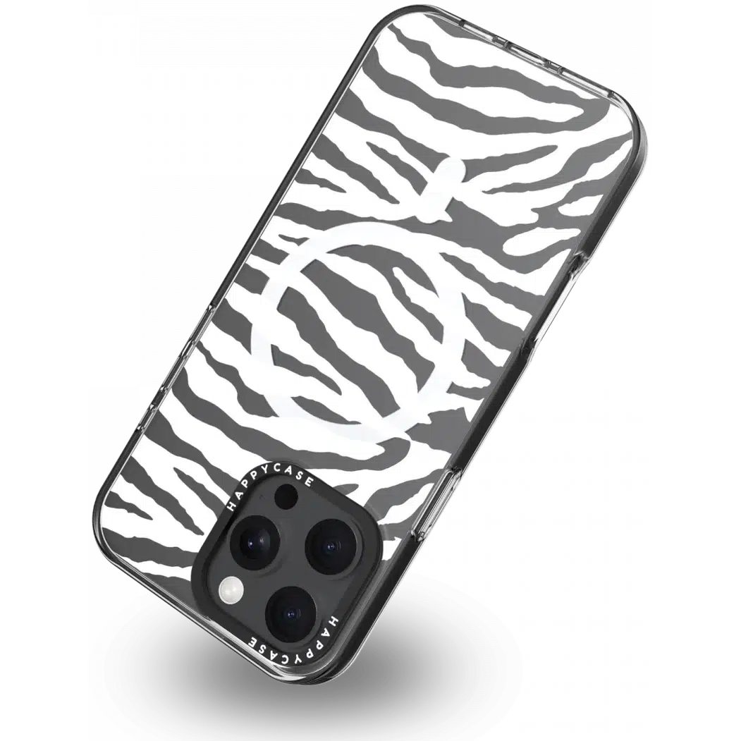 HappyCase Joy Apple iPhone 16 Pro Hoesje MagSafe Back Cover Silver Zebra