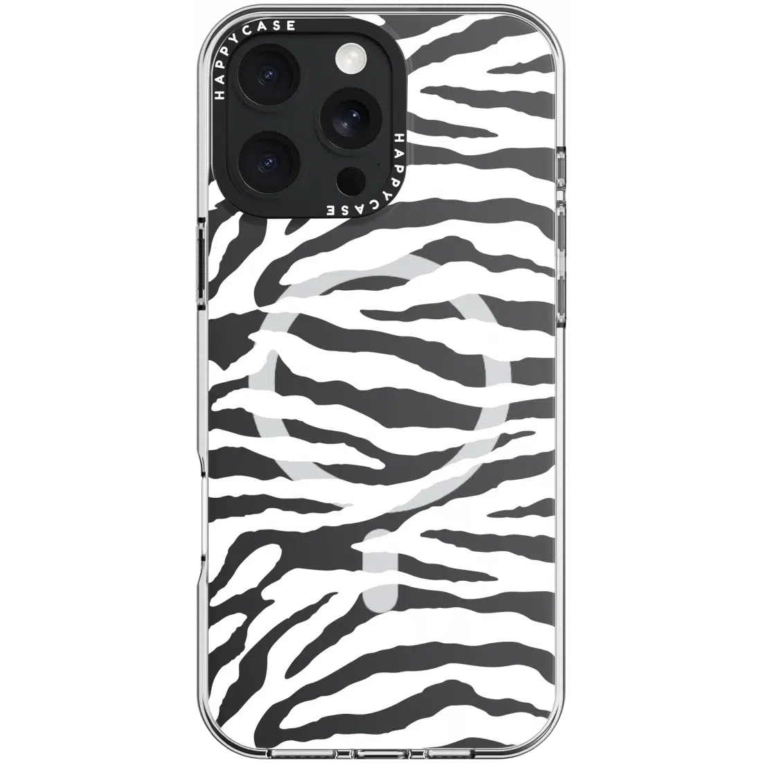 HappyCase Joy Apple iPhone 16 Pro Hoesje MagSafe Back Cover Silver Zebra