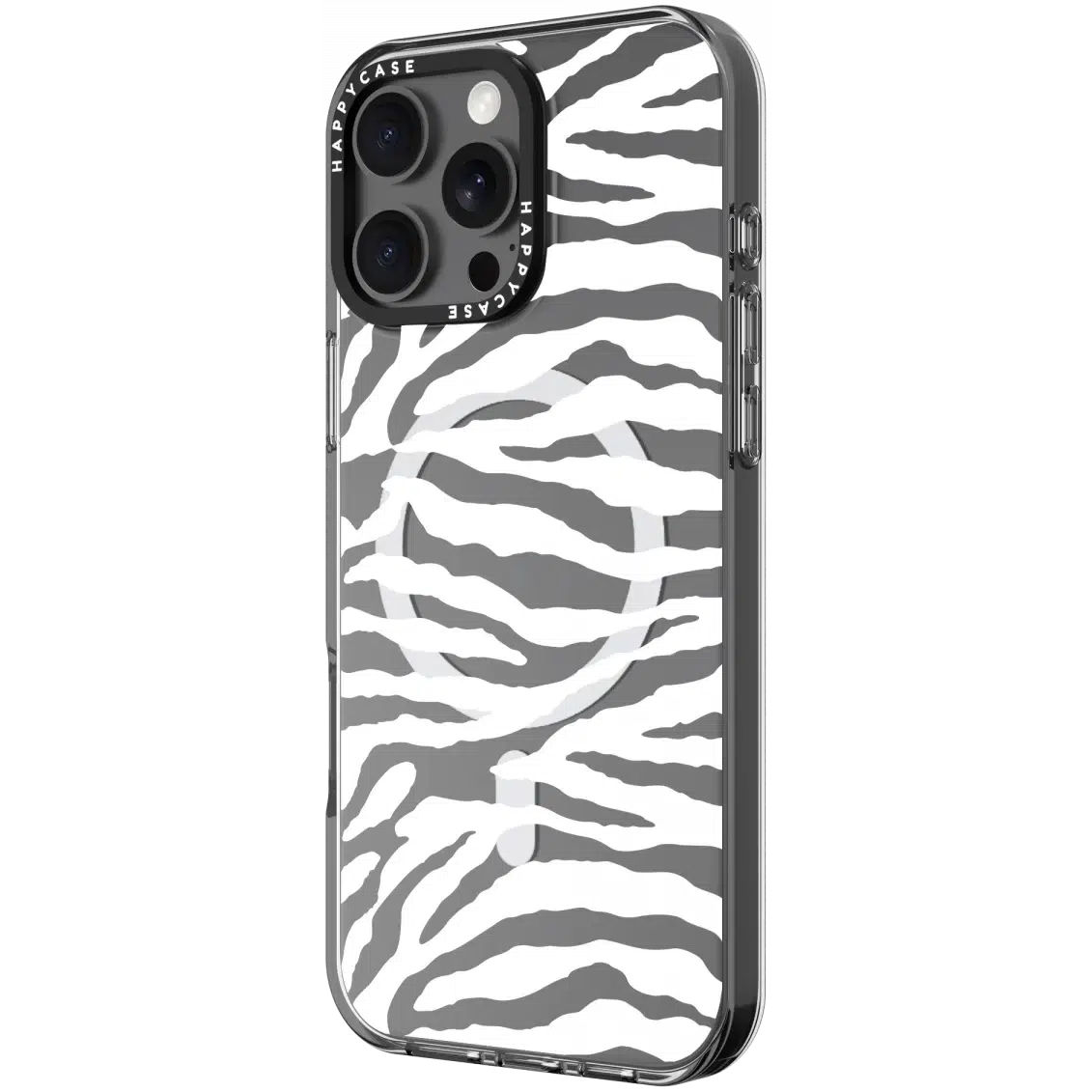 HappyCase Joy Apple iPhone 16 Pro Max Hoesje MagSafe Back Cover Silver Zebra