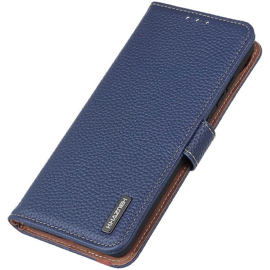 KHAZNEH Samsung Galaxy S24 Plus Hoesje Book Case Echt Leer Blauw