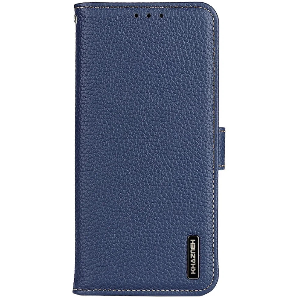 KHAZNEH Samsung Galaxy S24 Plus Hoesje Book Case Echt Leer Blauw