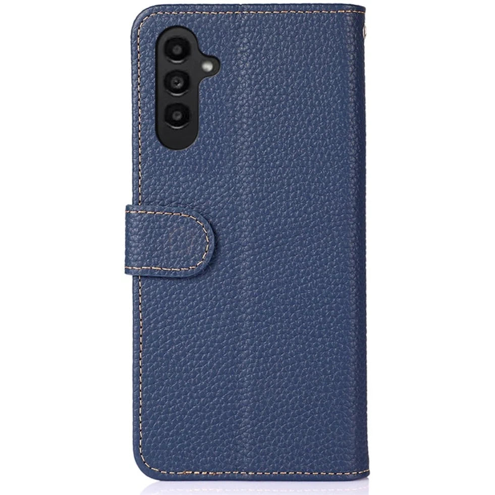 KHAZNEH Samsung Galaxy S24 Plus Hoesje Book Case Echt Leer Blauw