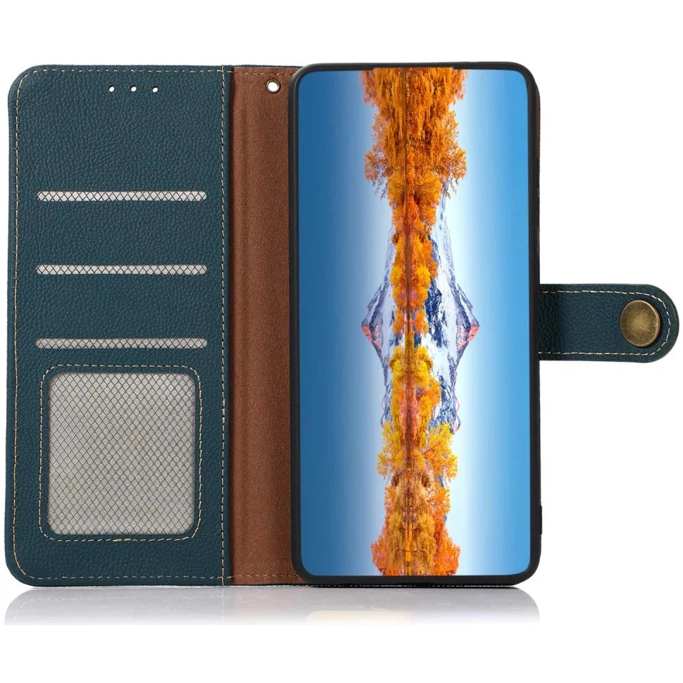 KHAZNEH Samsung S24 Ultra Hoesje RFID Book Case Leer Groen