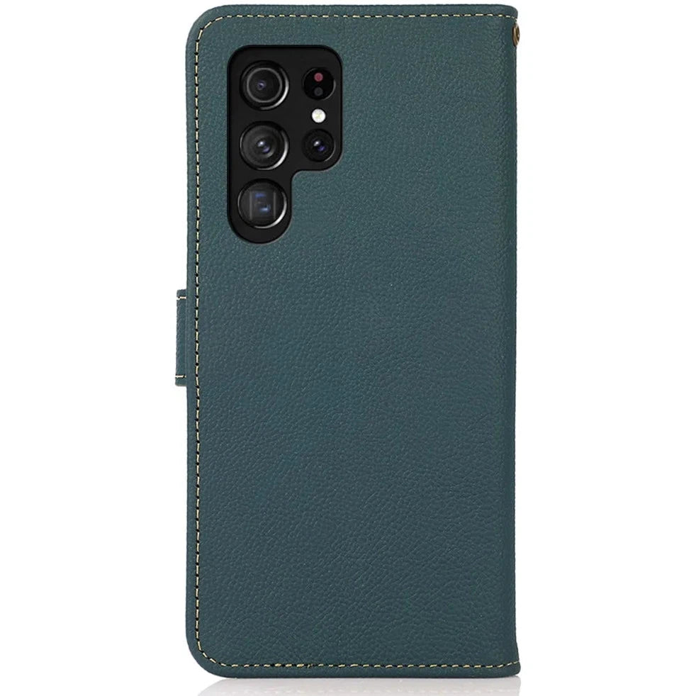 KHAZNEH Samsung S24 Ultra Hoesje RFID Book Case Leer Groen