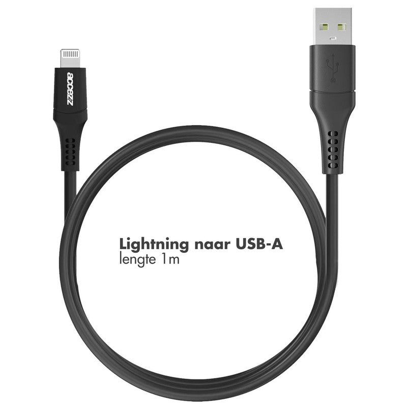 Lightning naar USB kabel - MFi certificering - 1 meter - Zwart