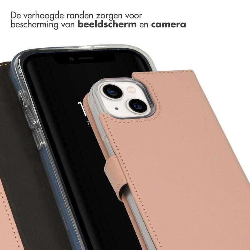 Luxe Echt Lederen Bookcase voor iPhone - Dusty Pink