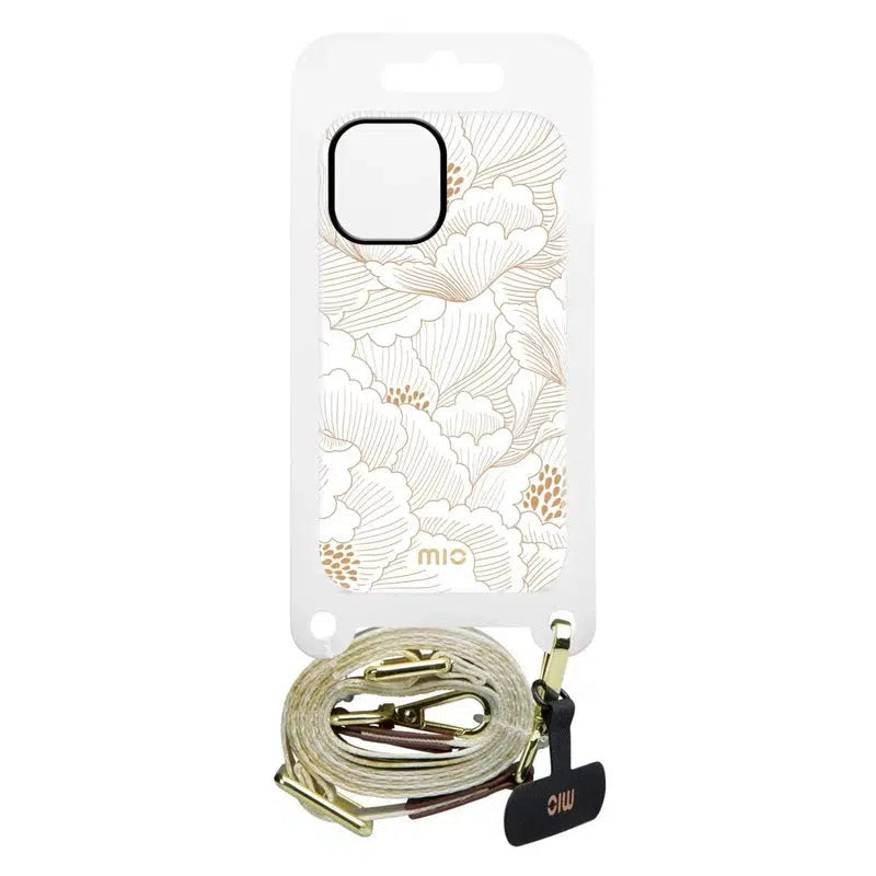 MIO Lanyard Universeel Nylon Telefoonkoord / Telefoonketting White Roses