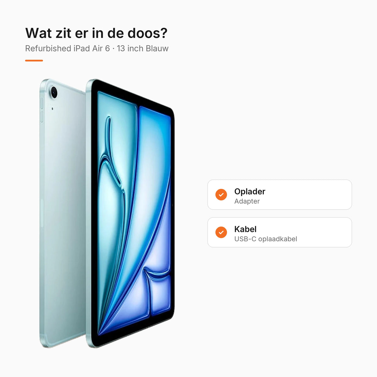 Refurbished iPad Air 6 13 inch Blauw, wat zit er in de doos
