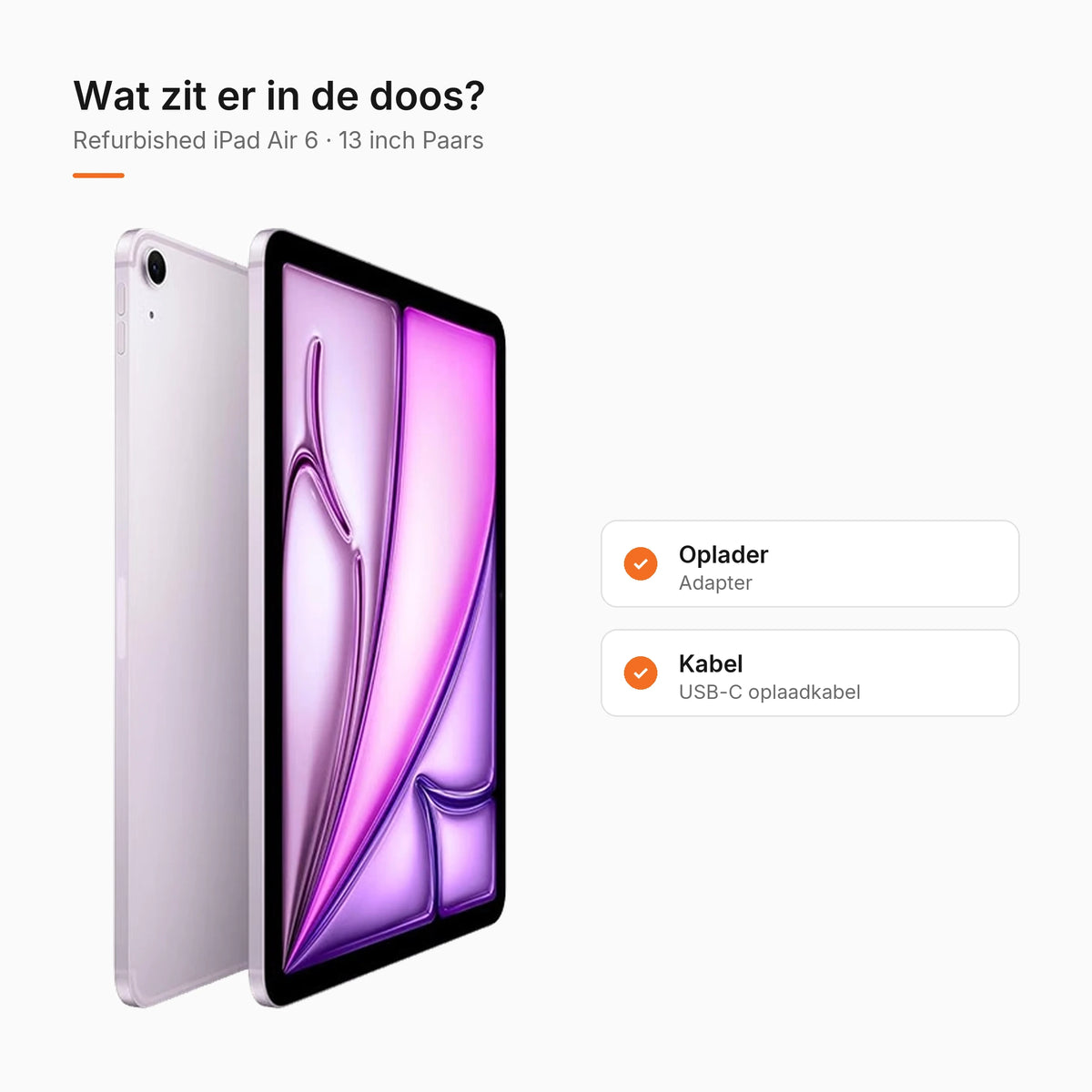 Refurbished iPad Air 6 13 inch Paars, wat zit er in de doos