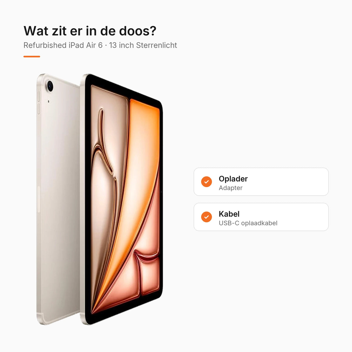 Refurbished iPad Air 6 13 inch Sterrenlicht, wat zit er in de doos