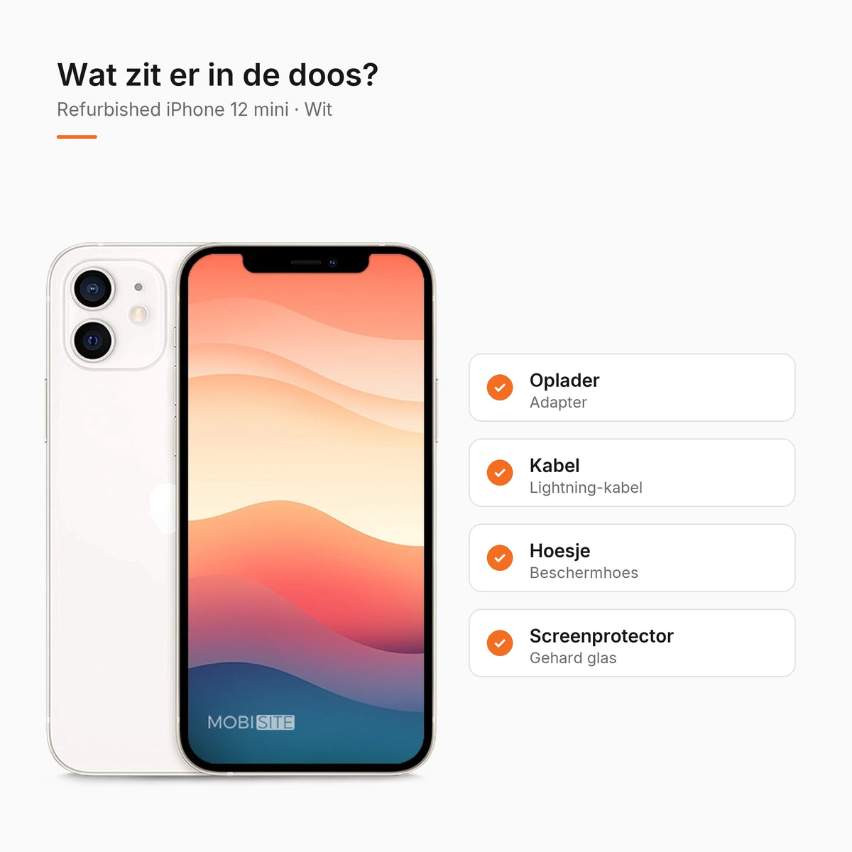 Refurbished iPhone 12 mini Wit, wat zit er in de doos