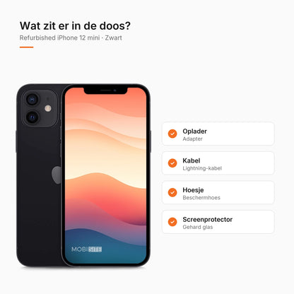 Refurbished iPhone 12 mini Zwart, wat zit er in de doos