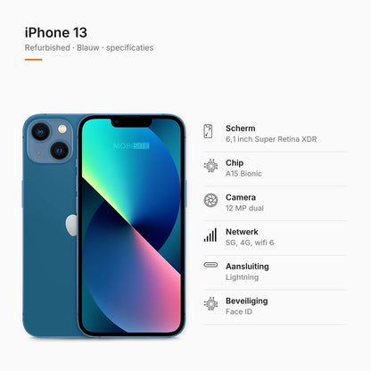 Refurbished iPhone 13 Blauw, specificaties