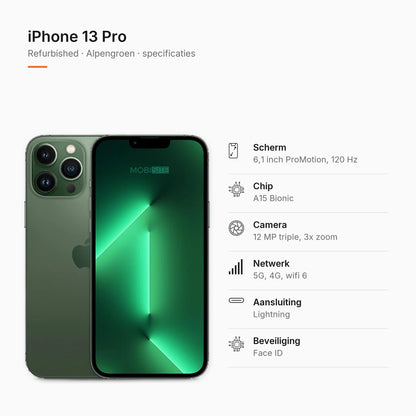 Refurbished iPhone 13 Pro Alpengroen, specificaties