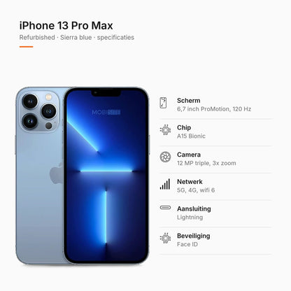 Refurbished iPhone 13 Pro Max Sierra blue, specificaties